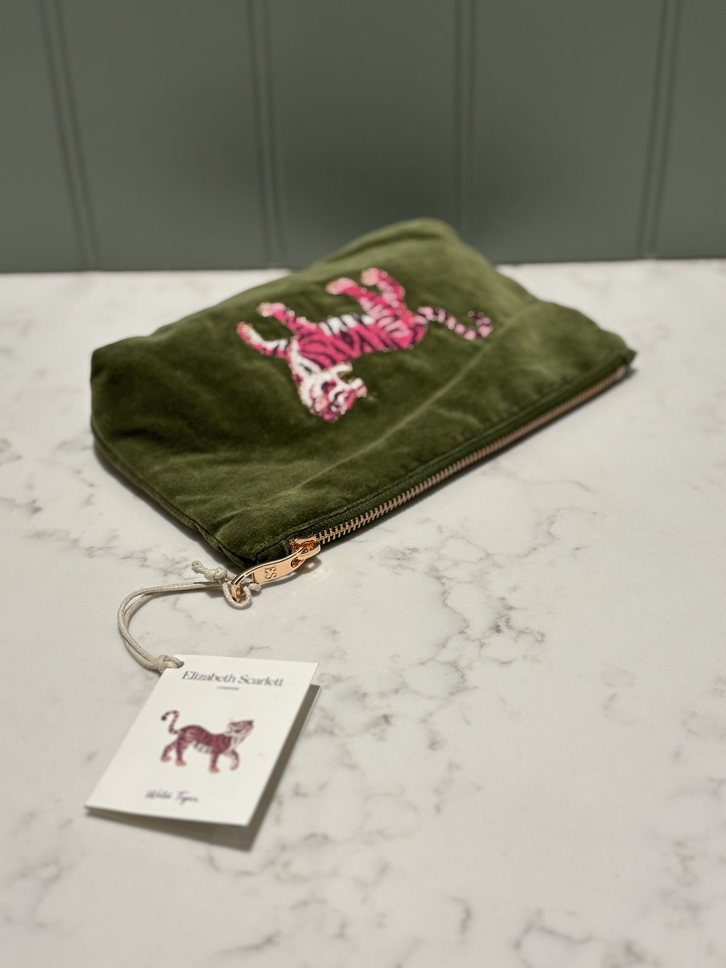 Elizabeth Scarlett Wild Tiger Mini Pouch - Fern Green