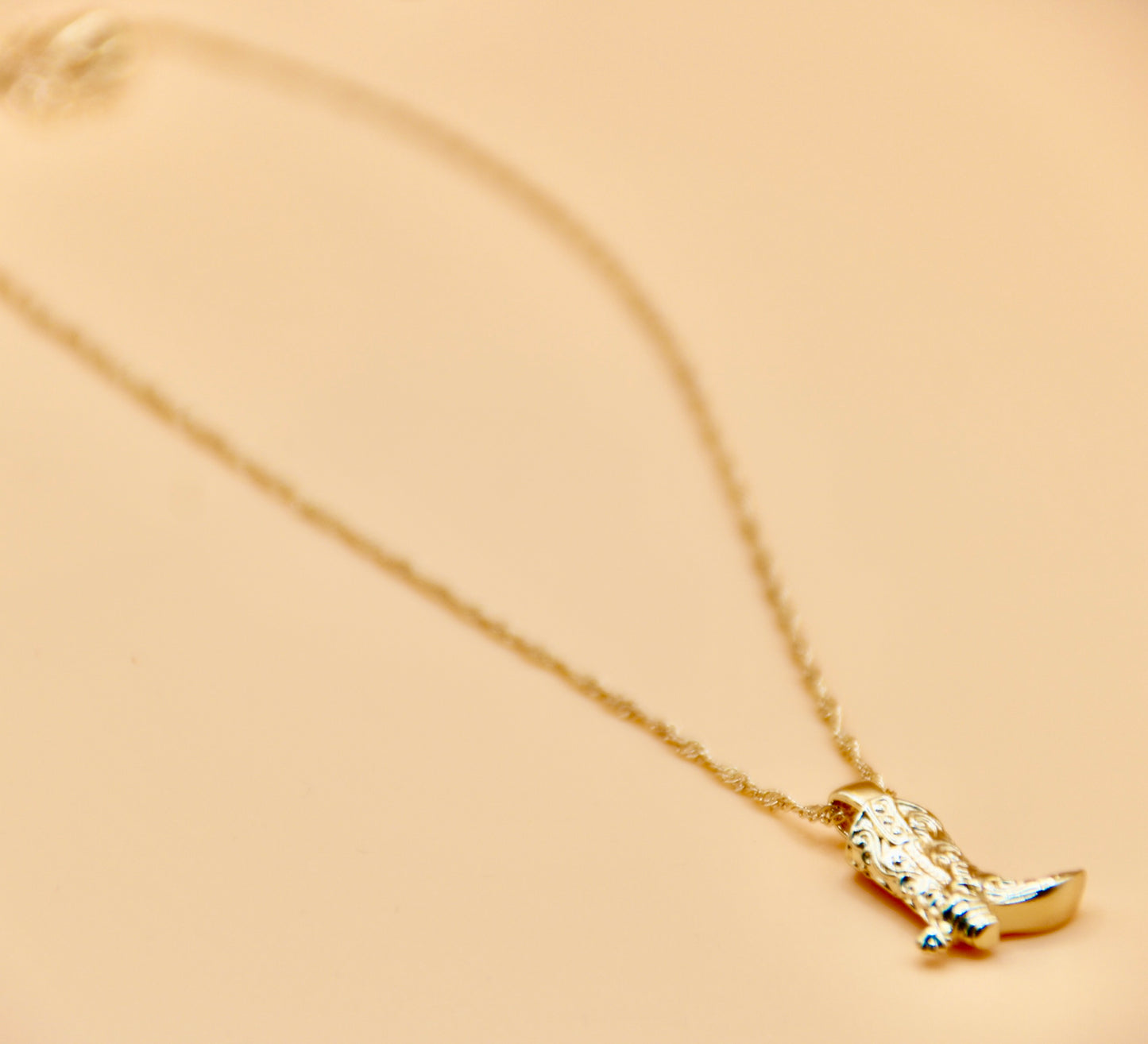 Cowboy boot gold pendant necklace