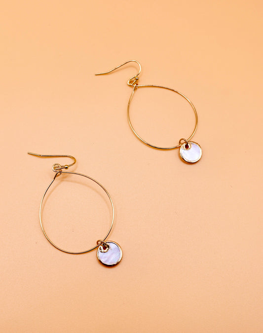 "Charlie" Mother of pearl drop earrings - Gold