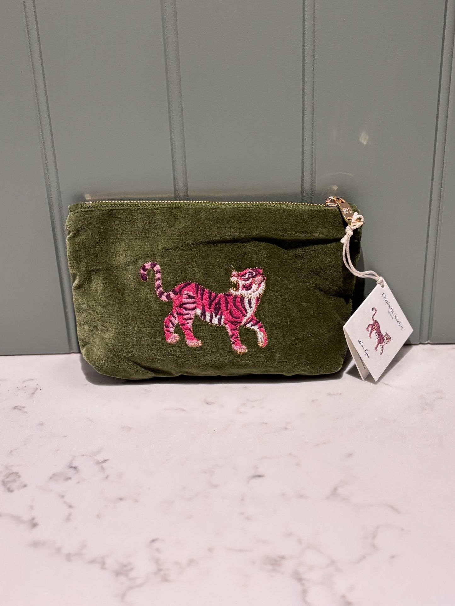 Elizabeth Scarlett Wild Tiger Mini Pouch - Fern Green