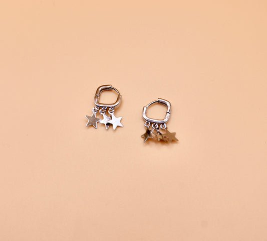 "Charlotte" Huggie star earrings in Silver