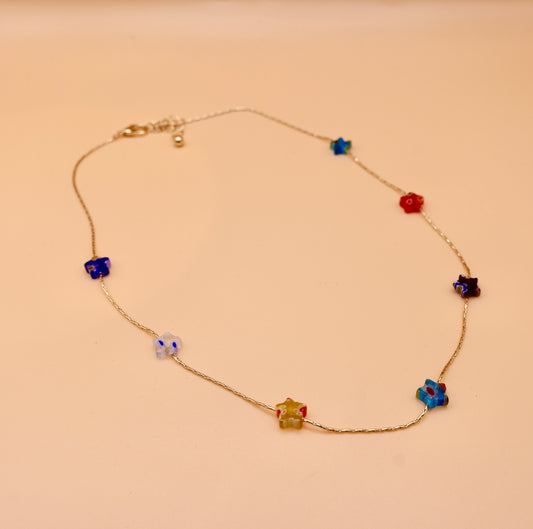 Resin star gold charm necklace