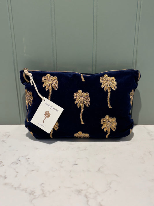 Elizabeth Scarlett Gold Palm Everyday Pouch - Midnight blue