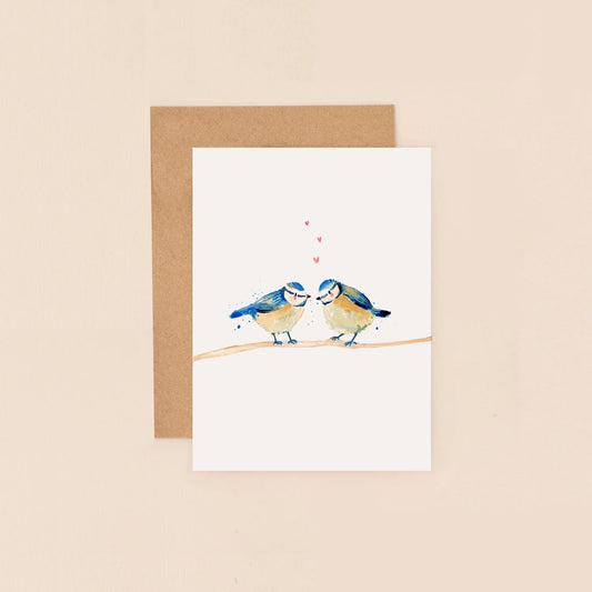 Love birds blue tit Mini Card