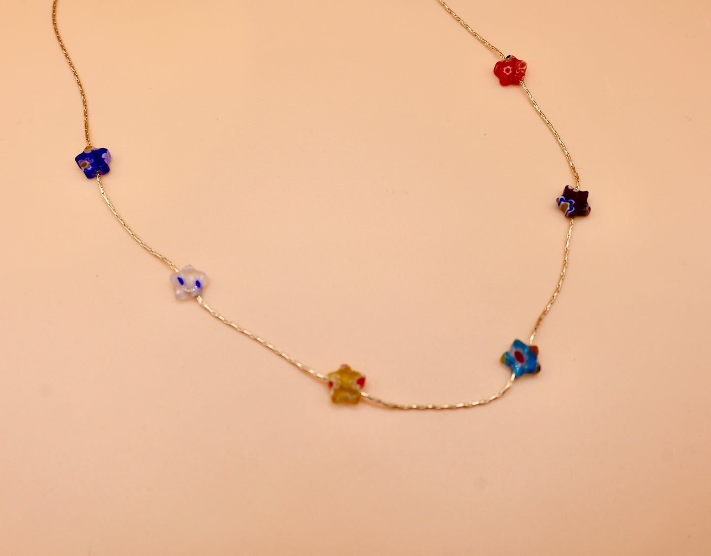 Resin star gold charm necklace