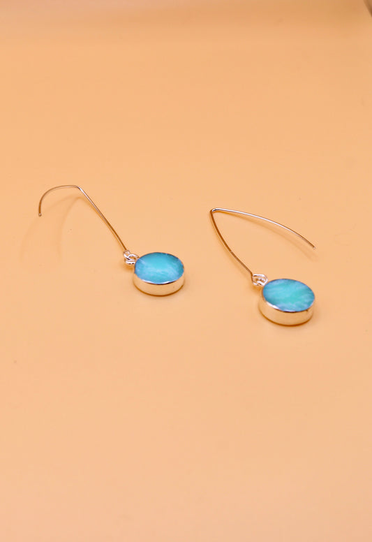 Drop earrings in silver with blue stone