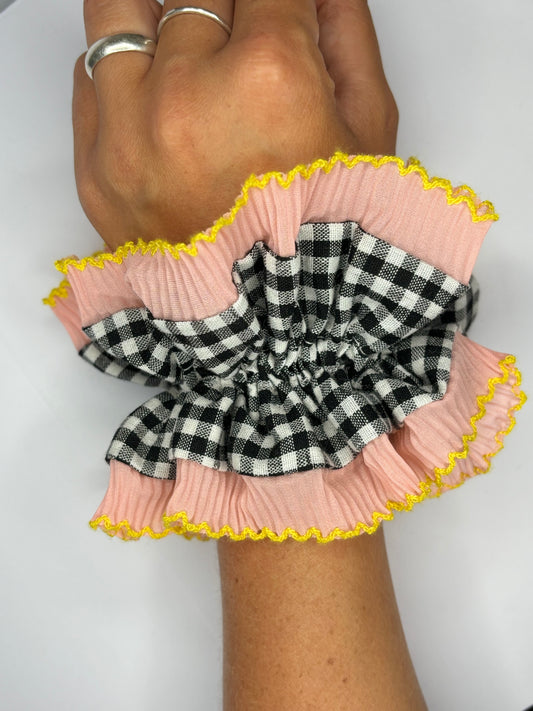 Gingham pink and blue giant Scrunchie