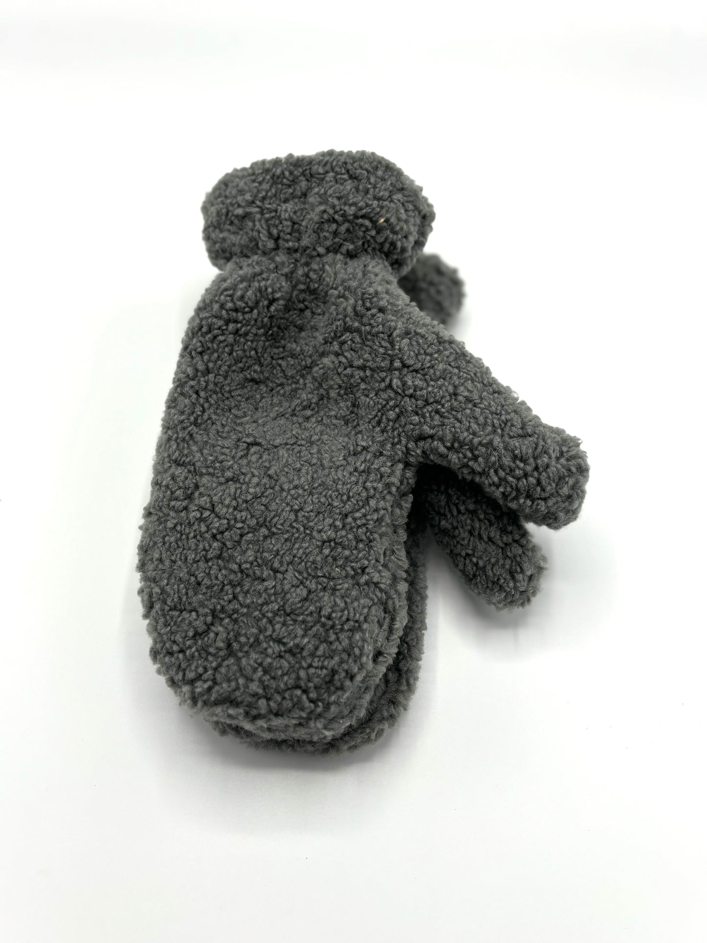 Teddy bear fluffy lined mittens - Dark Grey