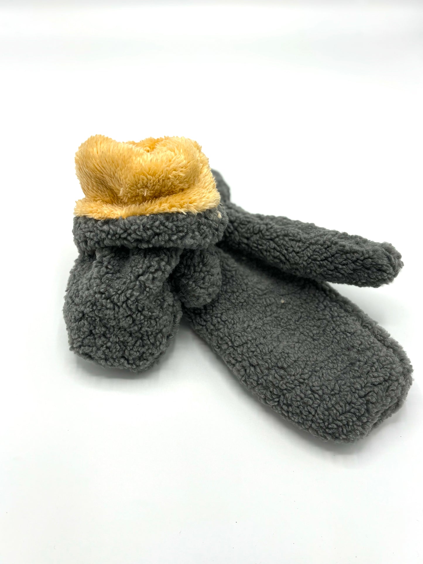 Teddy bear fluffy lined mittens - Dark Grey