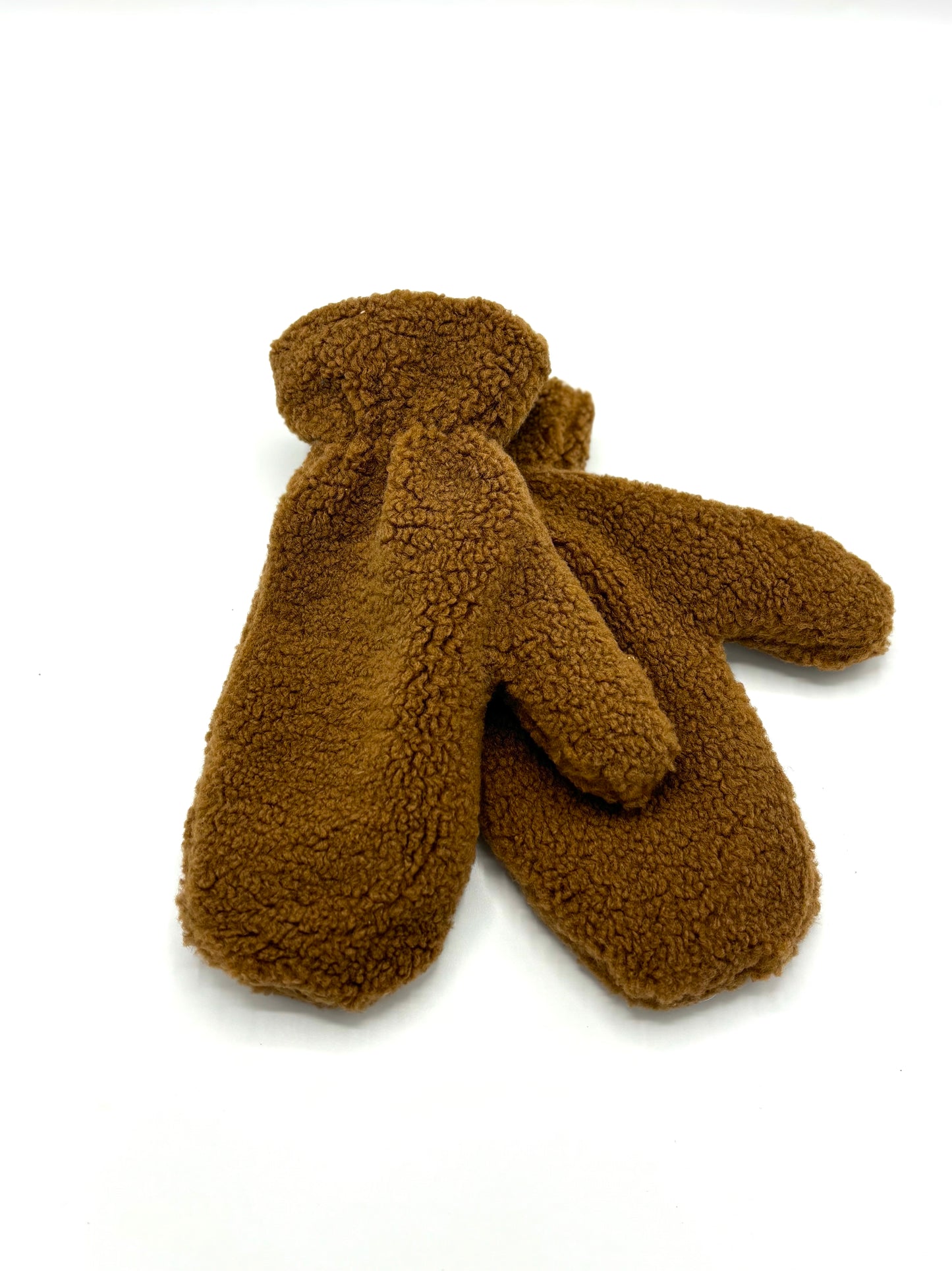 Teddy bear fluffy lined mittens - Chocolate