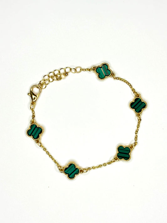 Clover green bracelet in gold