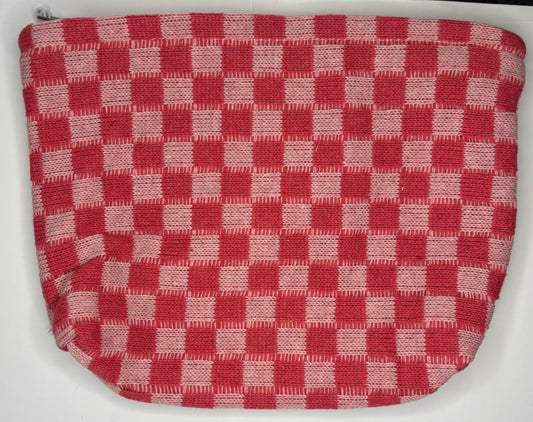 Checkerboard make up bag pink