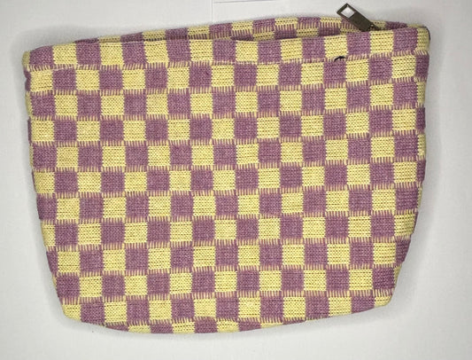 Checkerboard make up bag purple / yellow