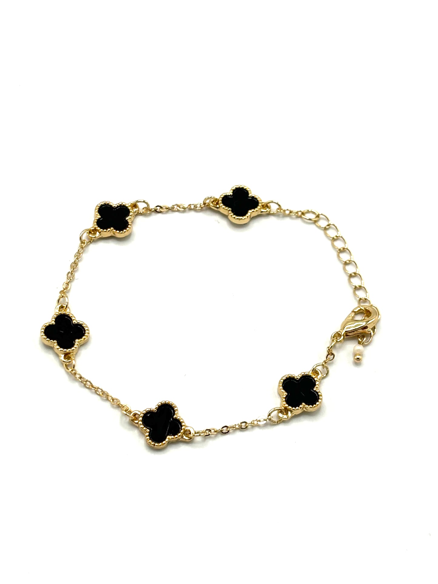 Clover black bracelet in gold