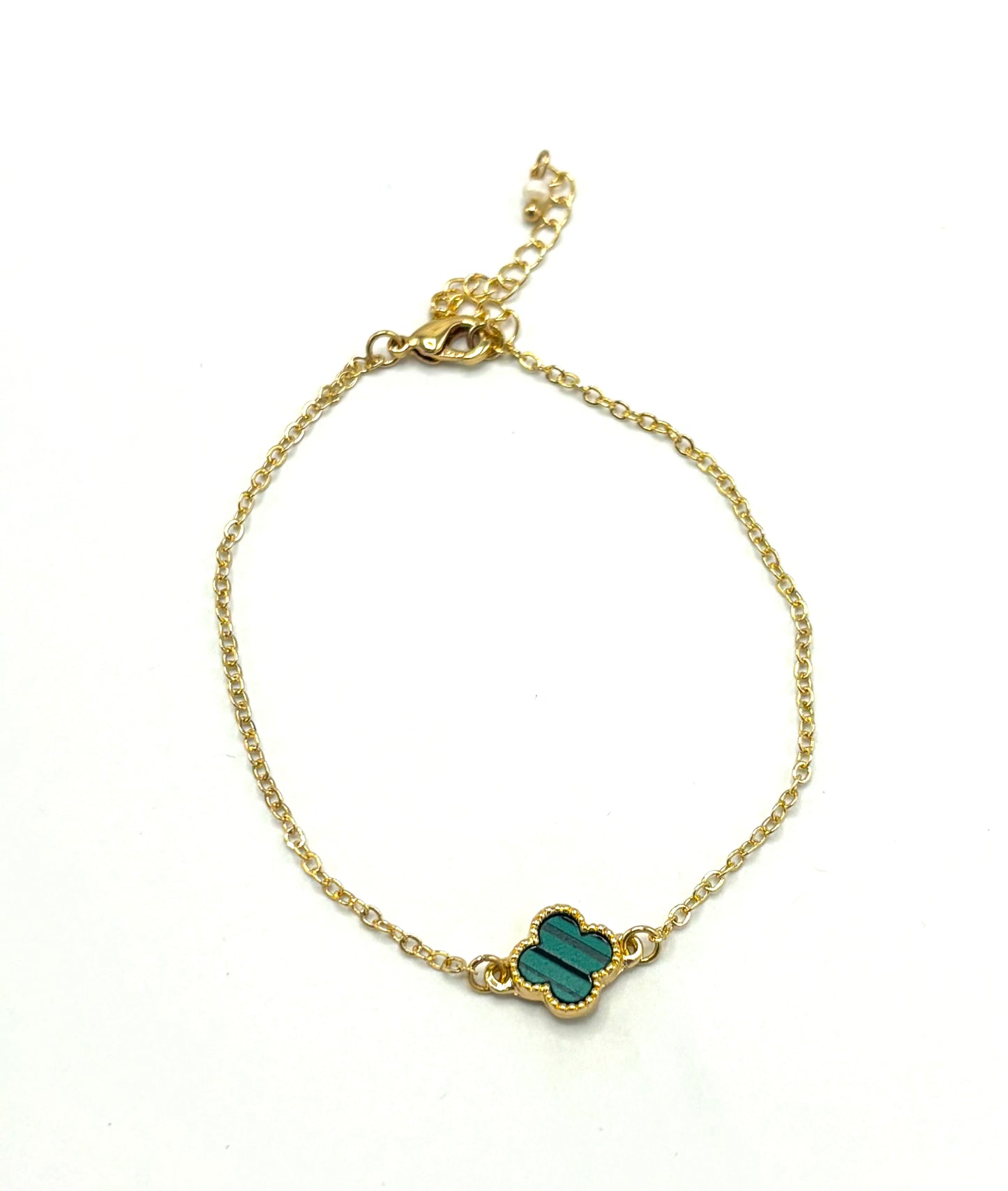 Single clover Green bracelet in gold