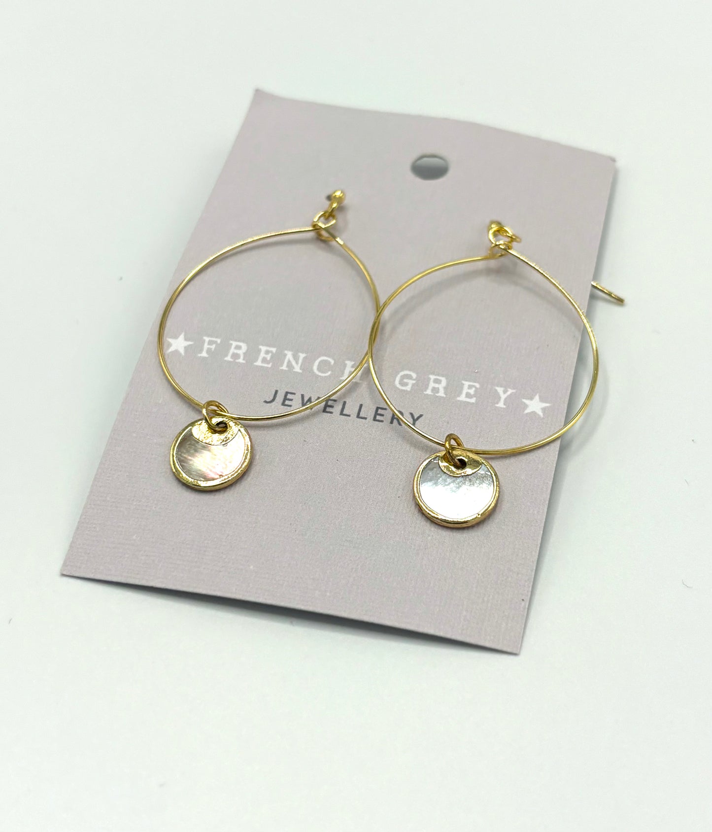 Gold and mother of pearl drop earrings