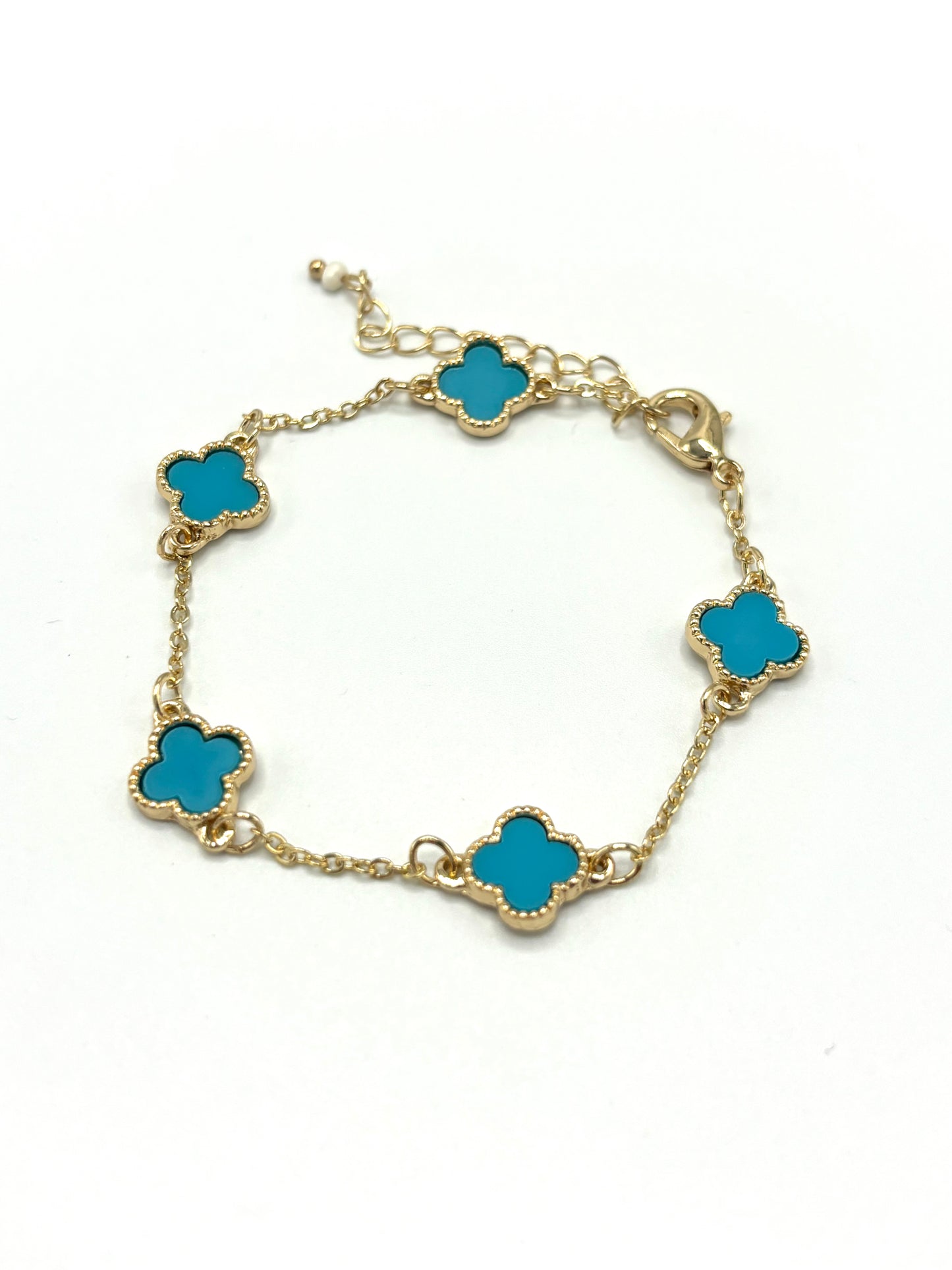 Clover aqua bracelet in gold