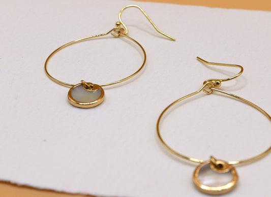 Gold and mother of pearl drop earrings