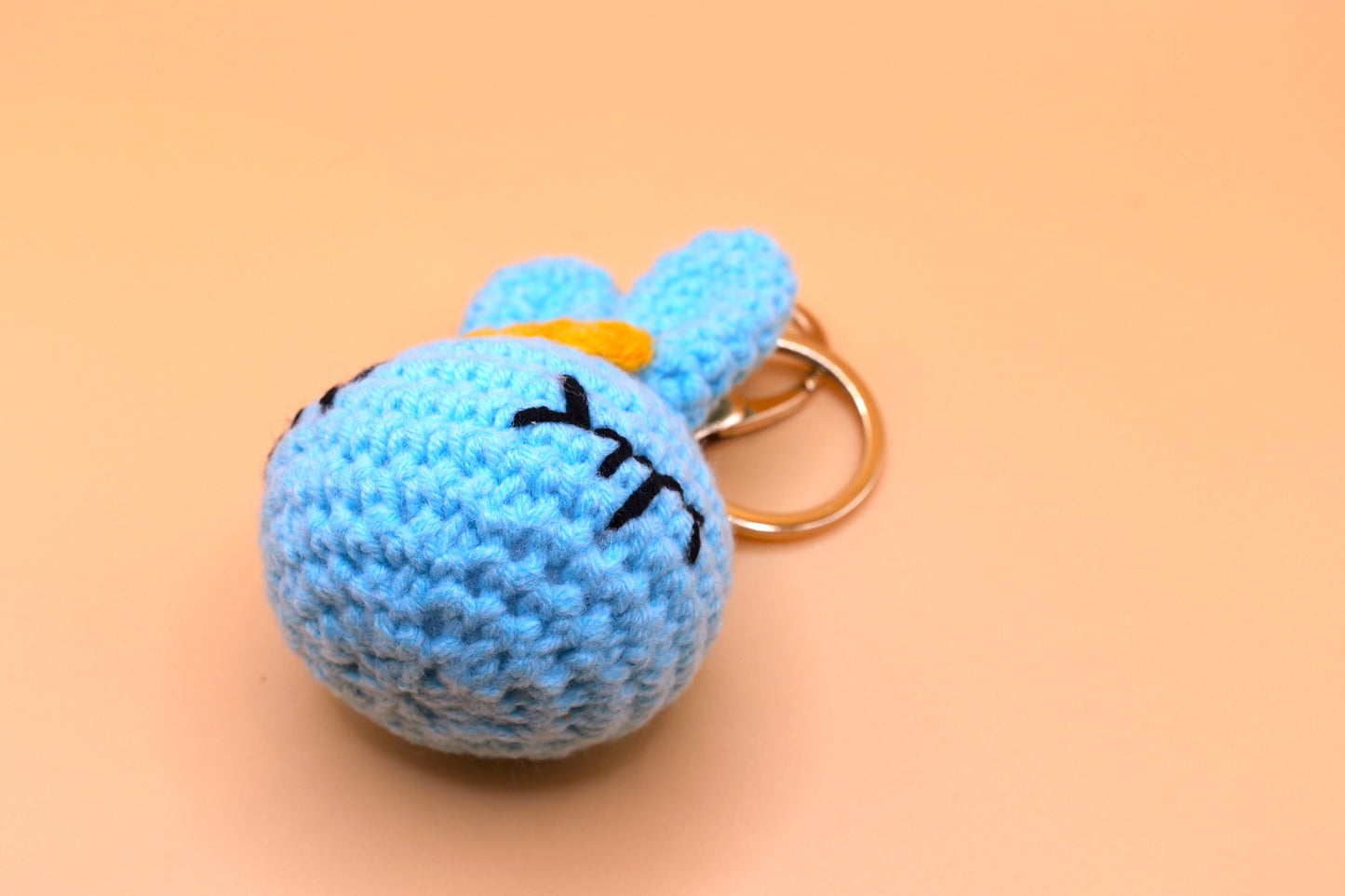 Blue rabbit knitted Keyring