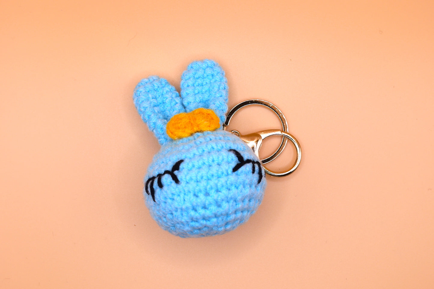 Blue rabbit knitted Keyring