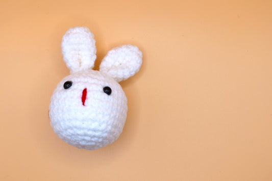 White rabbit knitted Keyring