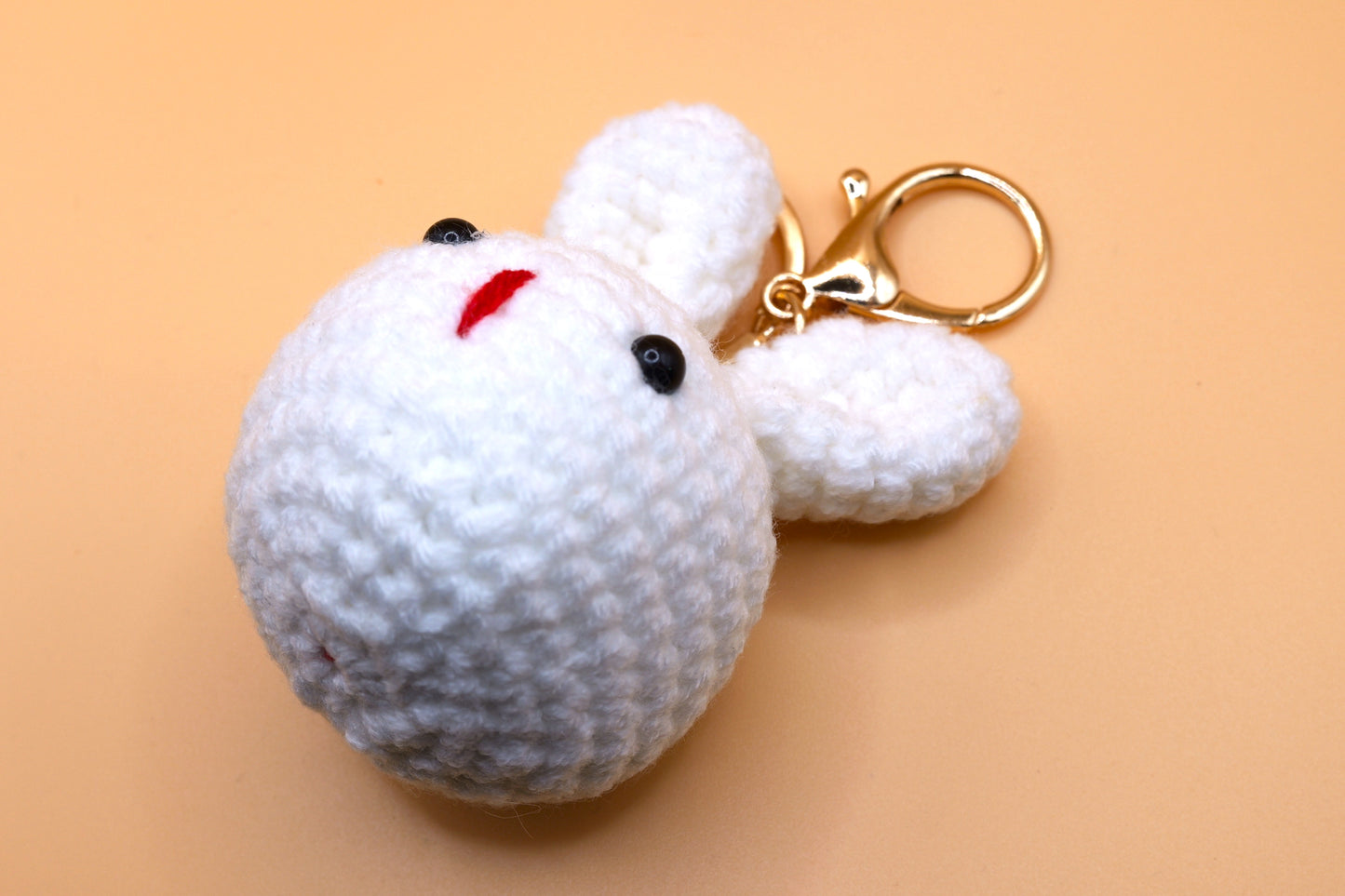 White rabbit knitted Keyring