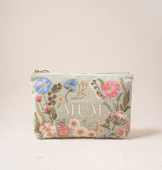 Pressed Flowers Mum Everyday Pouch in sage