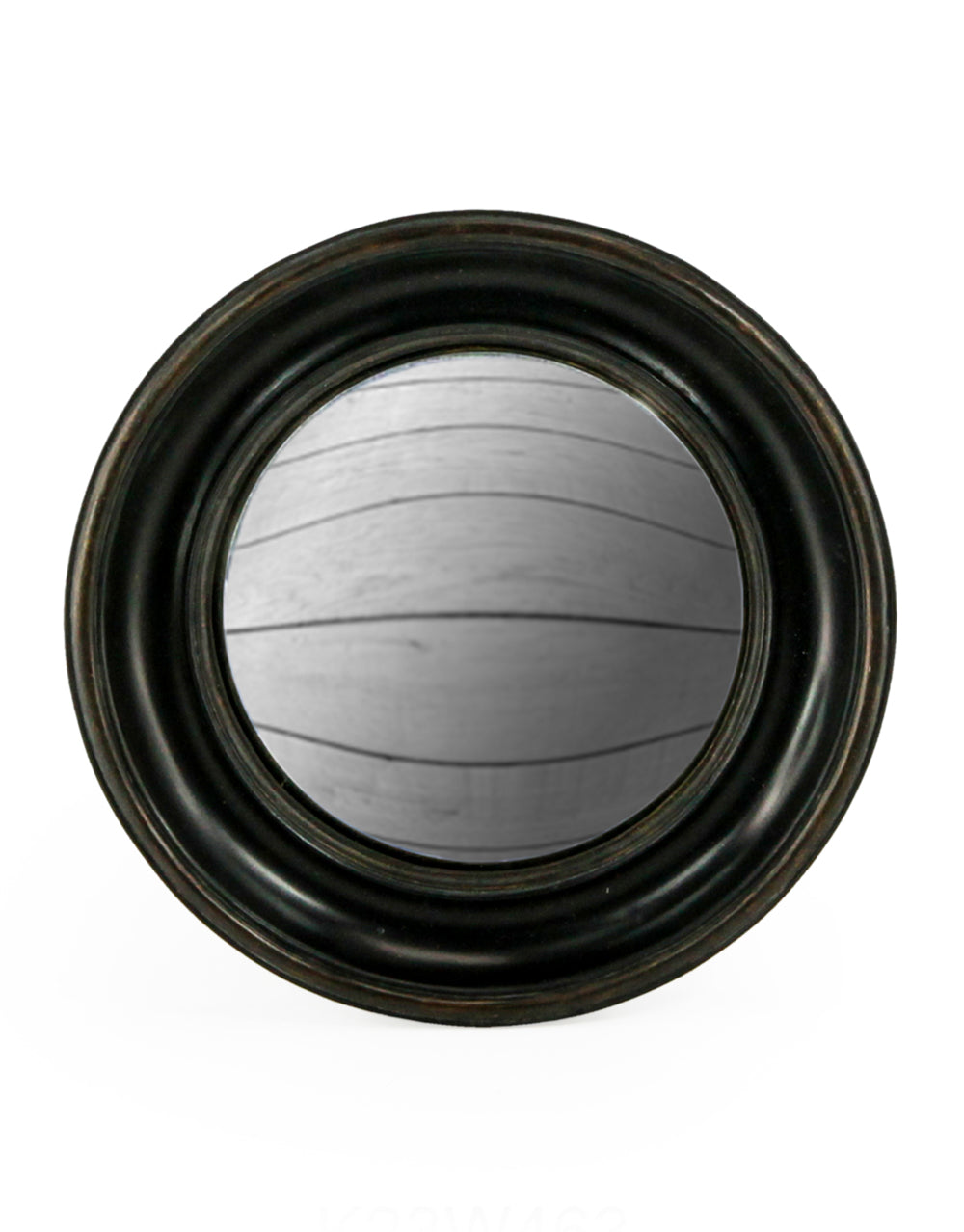 Antiqued Black Deep Framed Large Convex Mirror