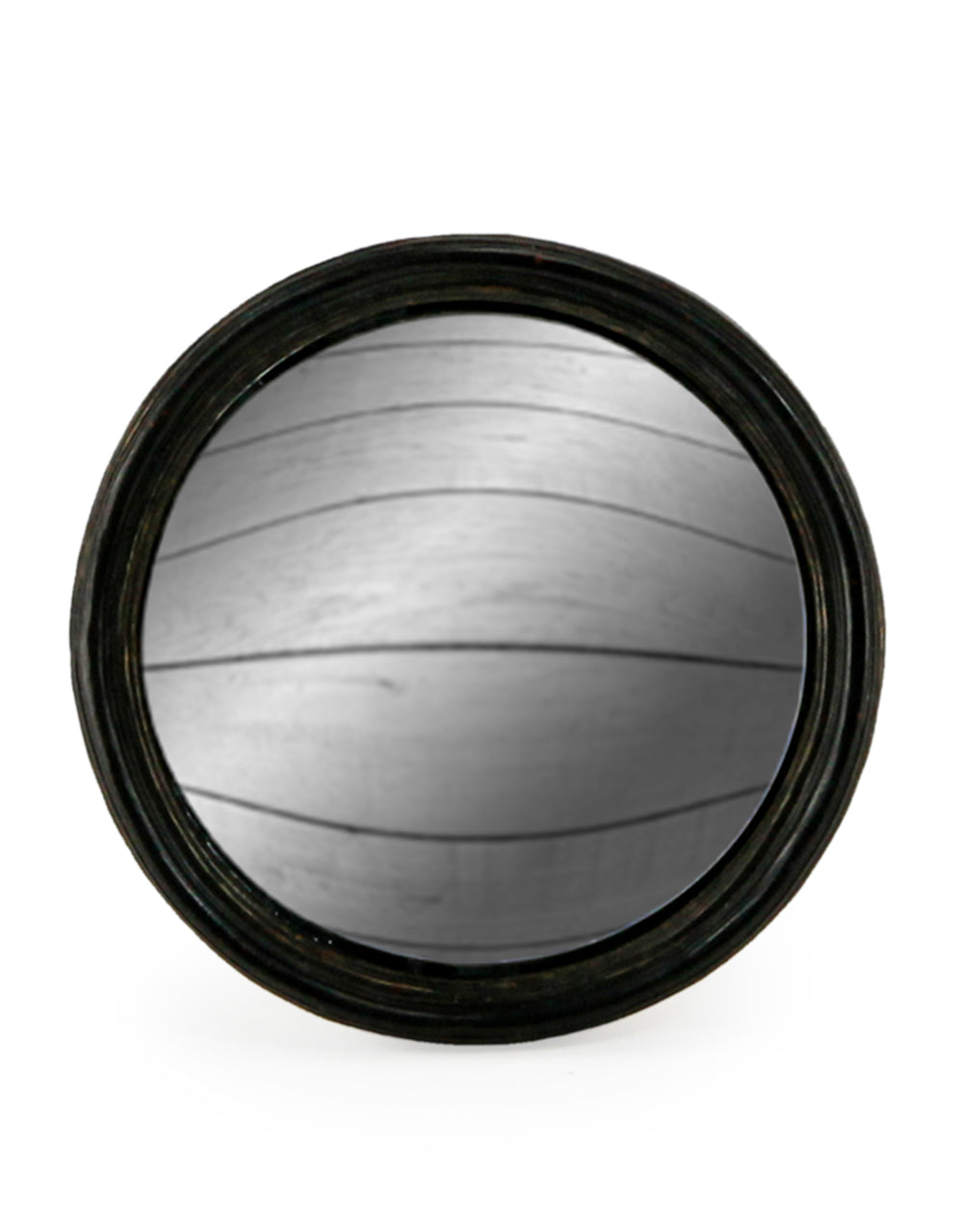 Antiqued Black Thin Framed Medium Convex Mirror